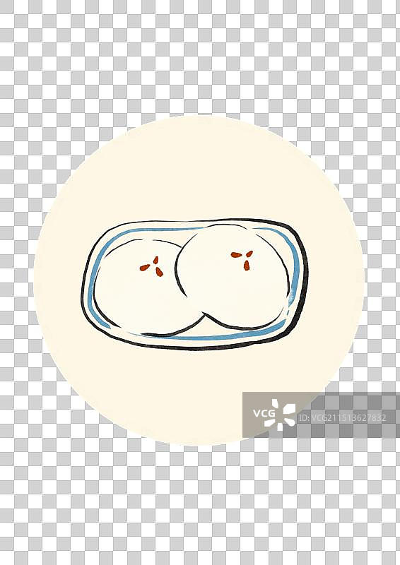 水墨风宁波美食插画元素-米馒头图片素材