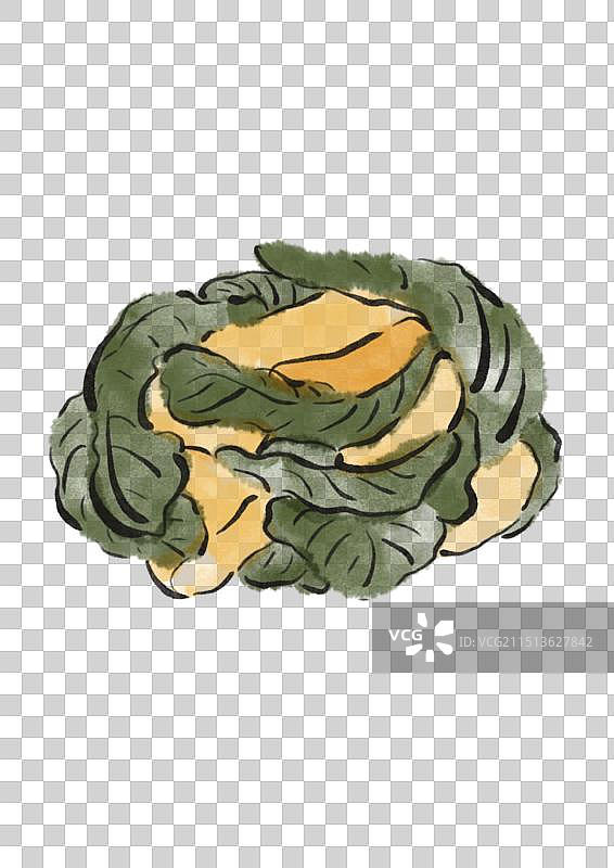 水墨风宁波美食插画元素-烤菜年糕图片素材