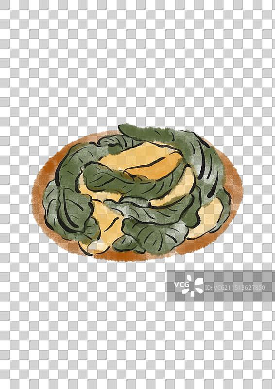 水墨风宁波美食插画元素-烤菜年糕图片素材