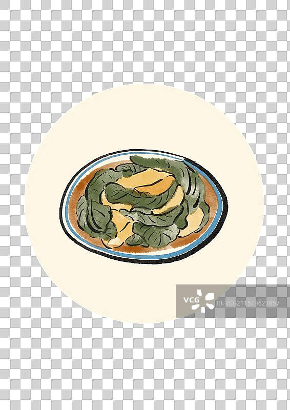 水墨风宁波美食插画元素-烤菜年糕图片素材
