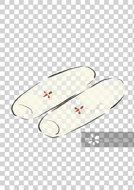 水墨风宁波美食插画元素-水磨年糕图片素材