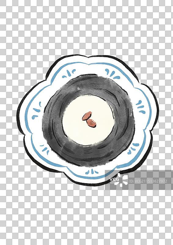 水墨风宁波美食插画元素-猪油洋酥脍图片素材