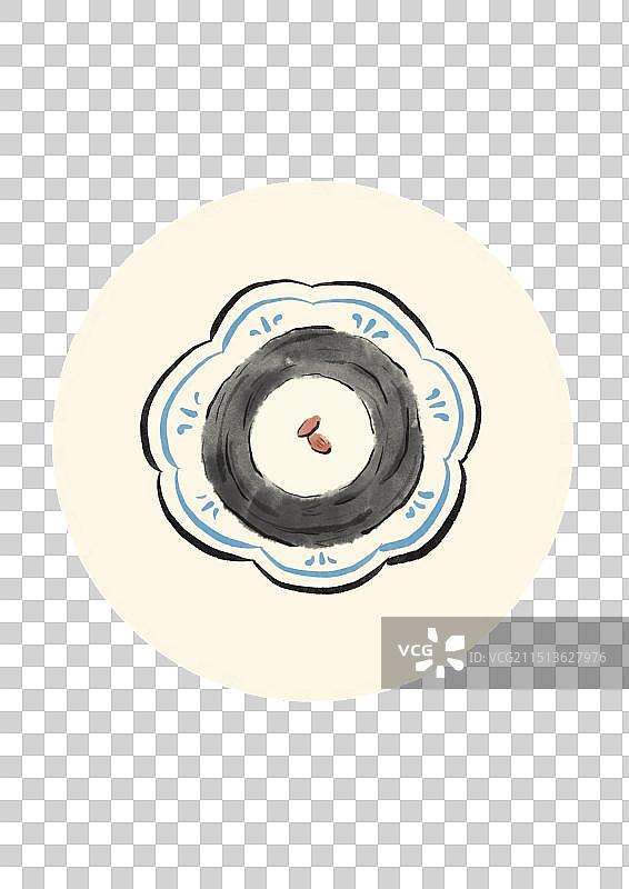 水墨风宁波美食插画元素-猪油洋酥脍图片素材