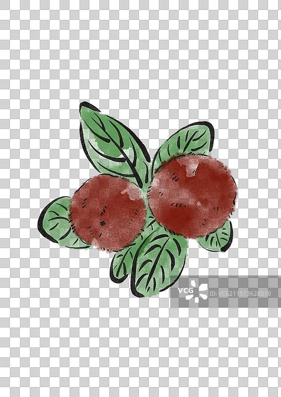 水墨风宁波美食插画元素-杨梅图片素材