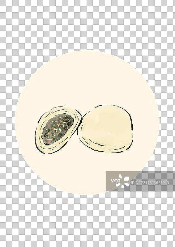 水墨风宁波美食插画元素-水晶油包图片素材