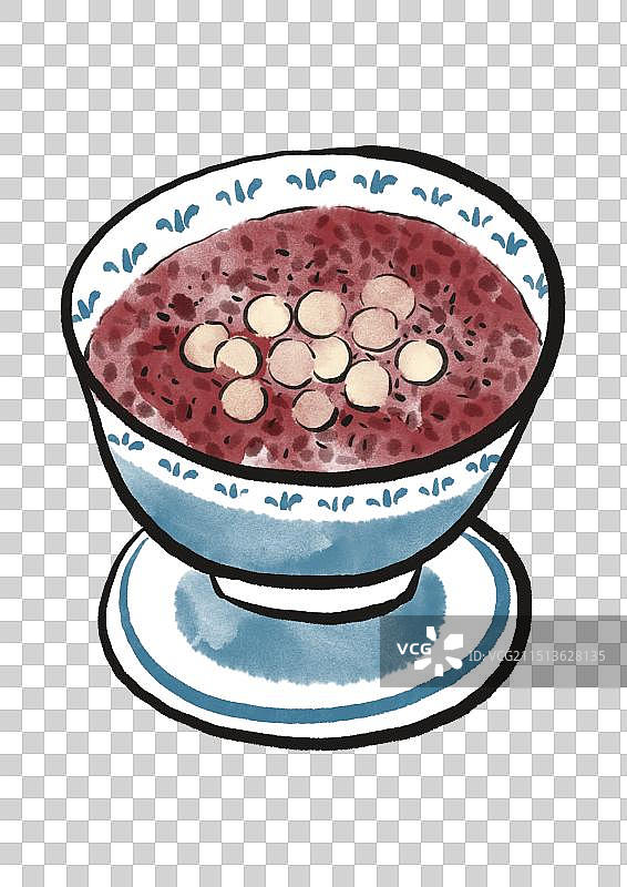 水墨风宁波美食插画元素-豆沙圆子图片素材