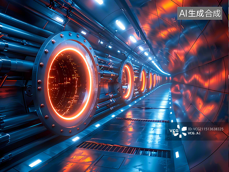 【AI数字艺术】科幻感时光隧道概念图图片素材