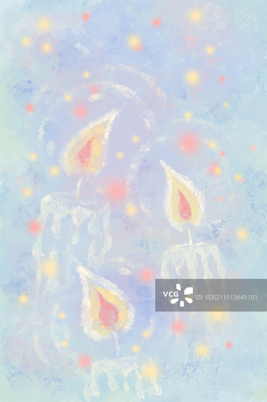 蓝色蜡烛插画烛光手机壁纸装饰画图片素材