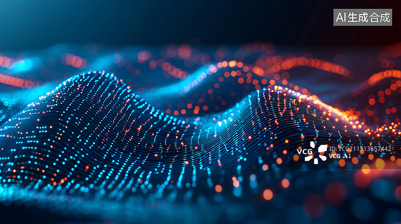 【AI数字艺术】抽象光线三维发光粒子科技感KV主视觉背景图片素材