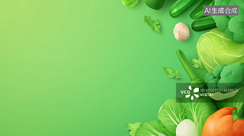 【AI数字艺术】健康食物新鲜有机蔬菜饮食营养特色美食插图图片素材