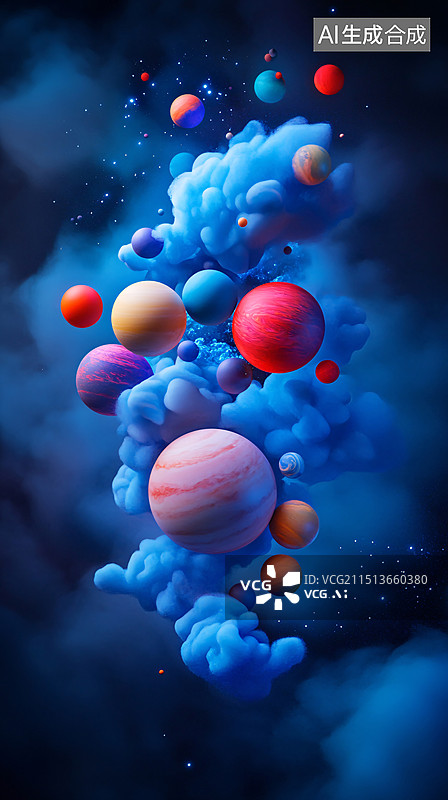 【AI数字艺术】五颜六色宇宙星云天体奇观宇宙星空概念插图图片素材