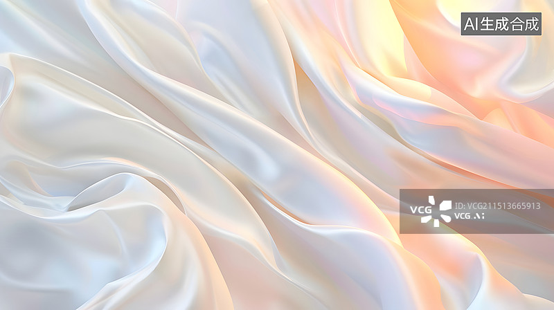 【AI数字艺术】白色全息渐变柔软丝绸抽象背景图片素材