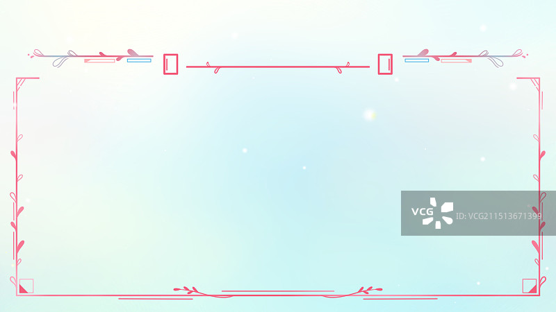 蓝色唯美文艺花卉边框插画背景图片素材