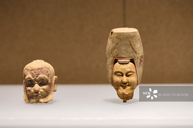 古代陶俑头像中国考古博物馆四层展览图片素材