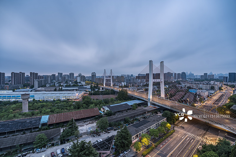 杭州 文晖大桥 蓝调时刻图片素材