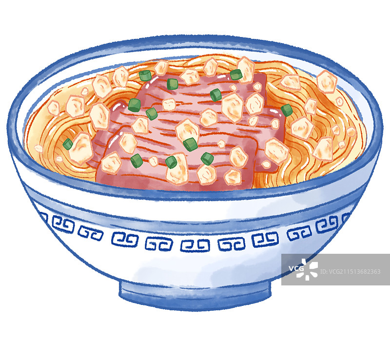 羊肉泡馍手绘插画图片素材