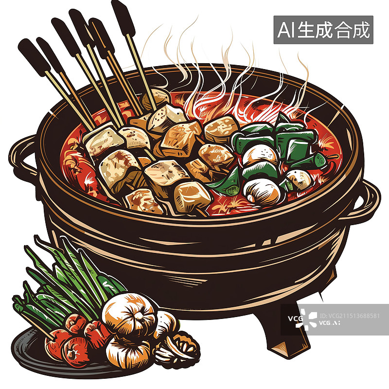 【AI数字艺术】火锅插画图片素材