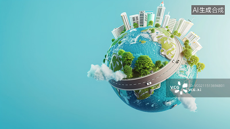 【AI数字艺术】地球城市图片素材