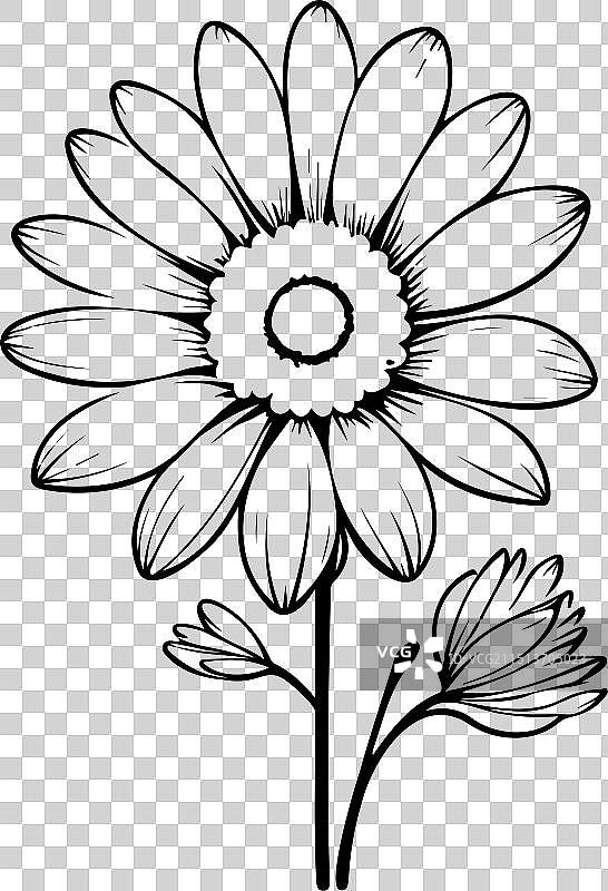 手绘黑色雏菊花朵图标图片素材