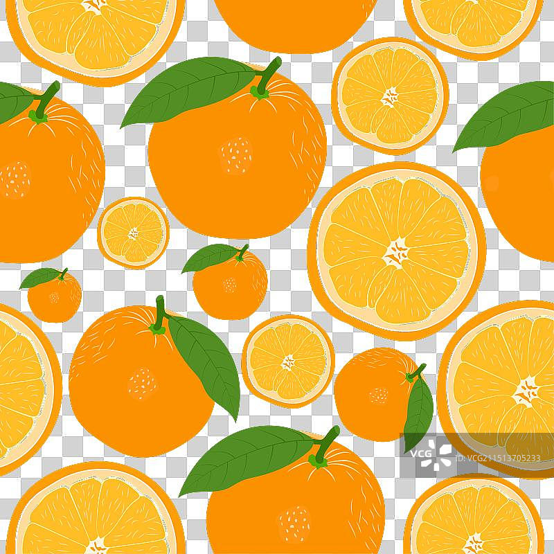 新鲜橙子切片无缝图案图片素材