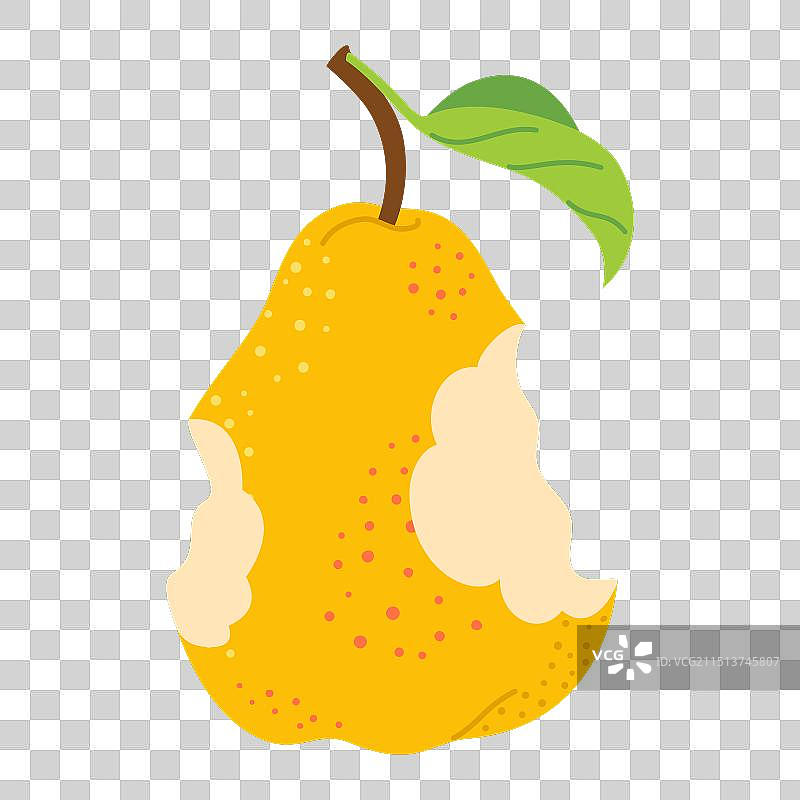 手绘的带叶子的成熟黄色梨图片素材