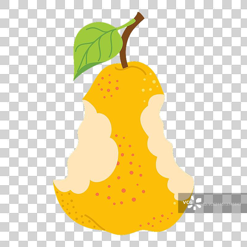 手绘的带叶子的成熟黄色梨图片素材