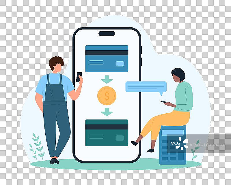 手机上两张信用卡之间的直接支付图片素材