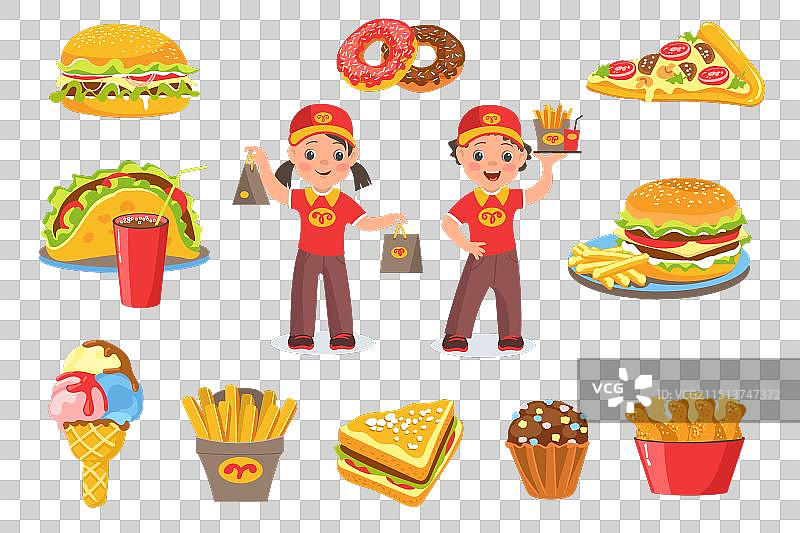 快餐店小酒馆服务员男孩图片素材