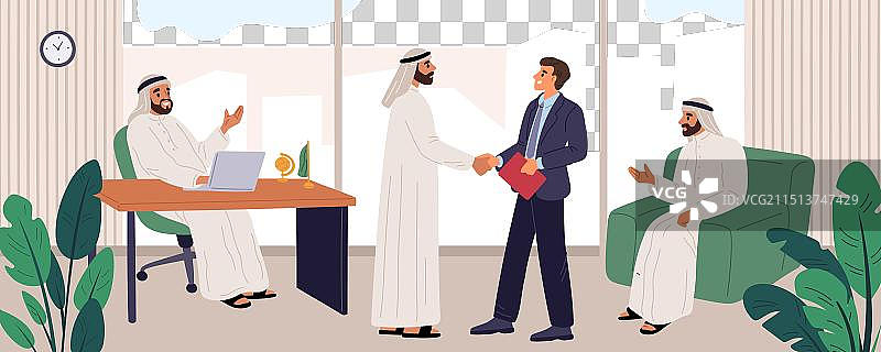 阿拉伯商人会见沙特男子图片素材