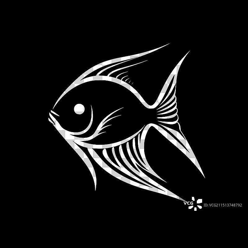 极简扁平风格的天使鱼标志图片素材