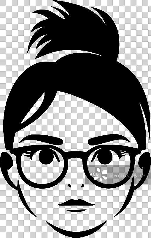 凌乱的发髻 - 黑白隔离图标图片素材