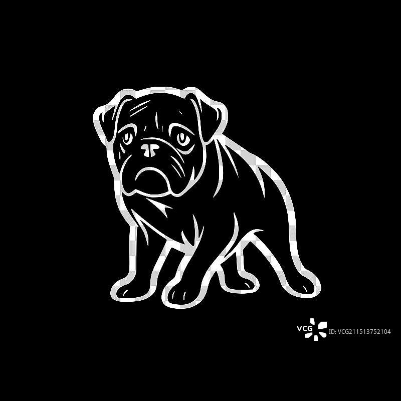 巴哥犬 - 简约扁平风logo图片素材