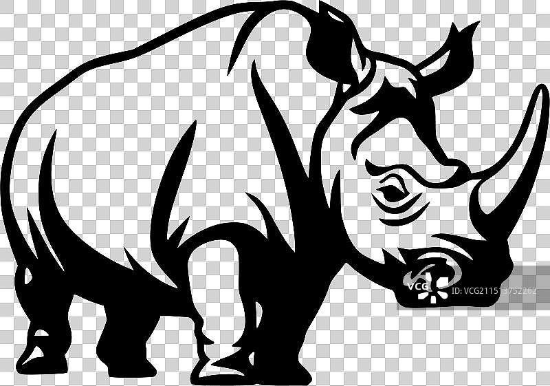 黑白犀牛隔离图标图片素材