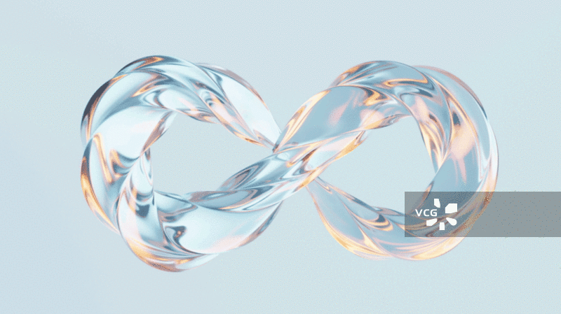 霓虹玻璃曲线莫比乌斯环三维渲染图片素材