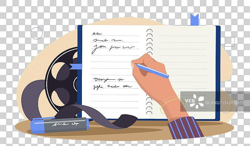 有日记的编剧概念女性写作图片素材