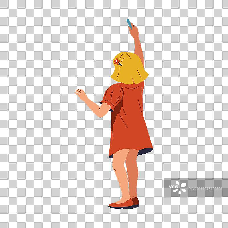 快乐小女孩用粉笔画画图片素材