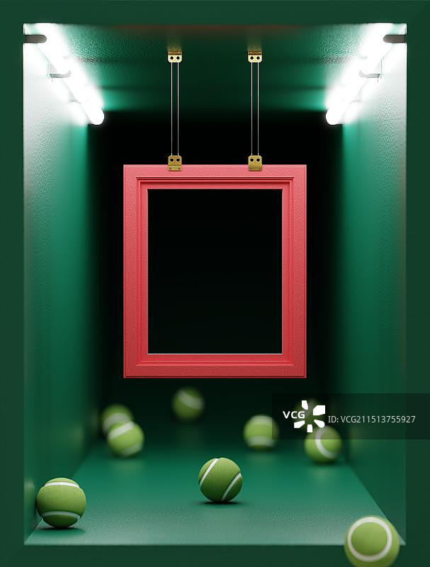 橱窗里弹跳的网球图片素材