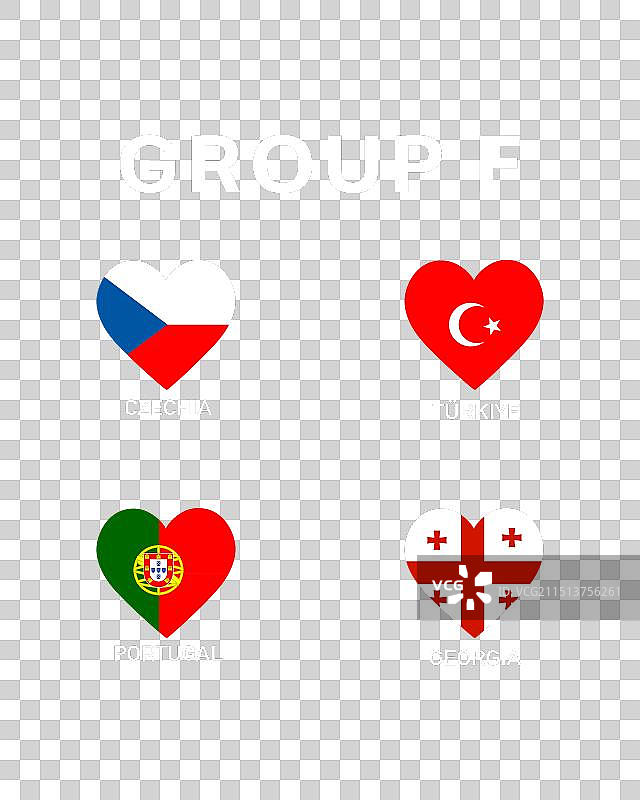 2024年欧洲国家杯F组旗帜之心图片素材