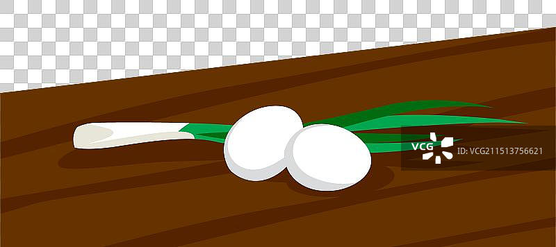 木桌上的青葱和两个鸡蛋图片素材