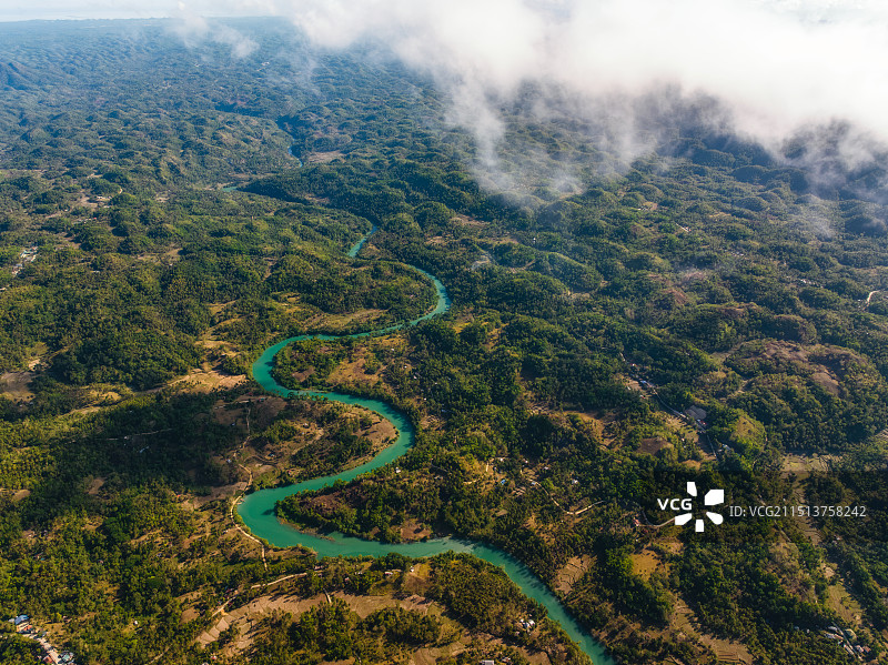 菲律宾，宿务省Cebu，保和岛Bohol，洛博克河Loboc River，东方亚马逊河，热带，航拍图片素材