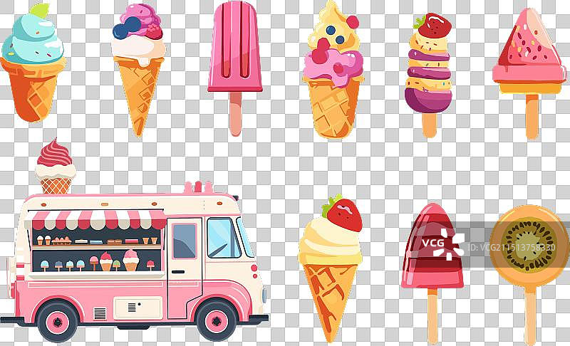 夏季冰淇淋套装冰棒水果冰淇淋图片素材