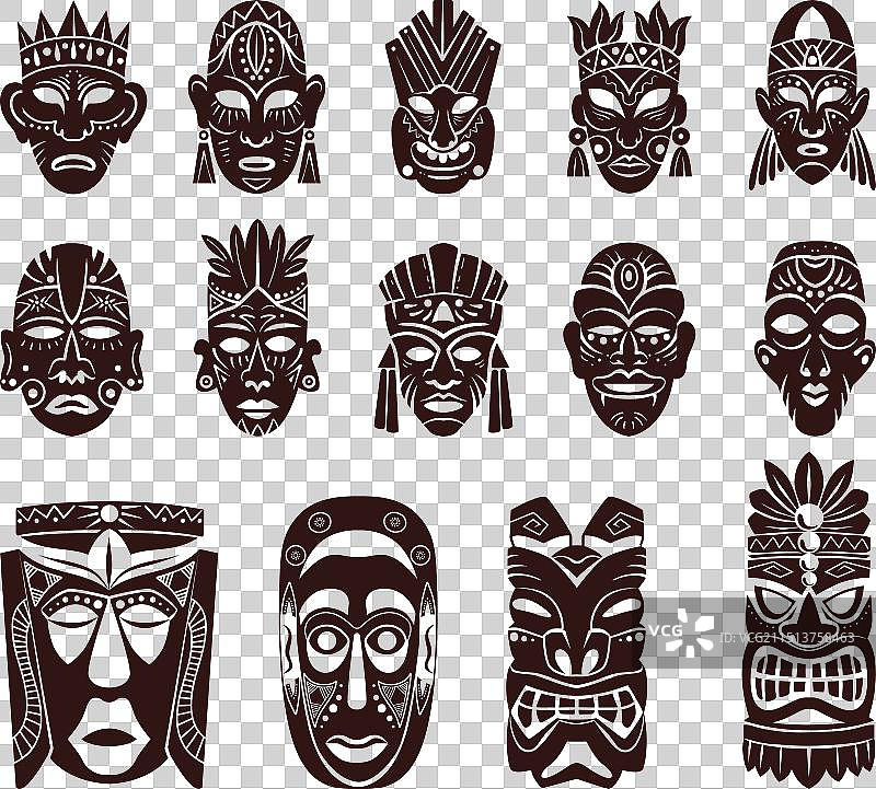 黑色祭祀面具部落面具提基神像图片素材