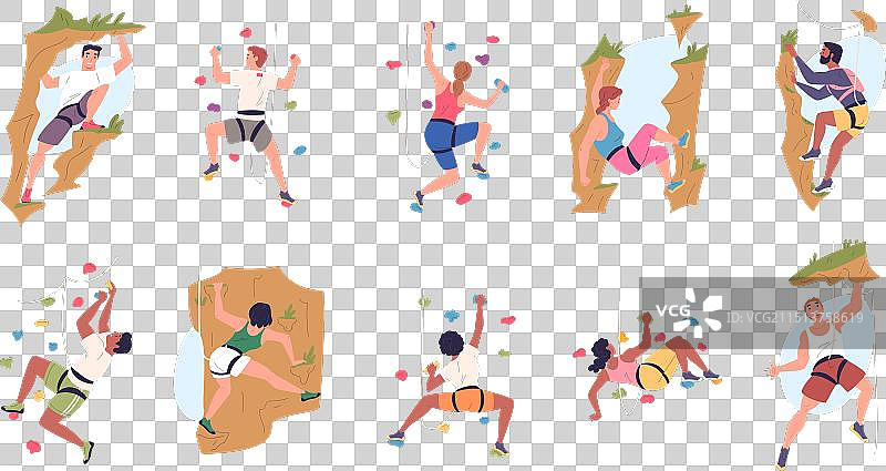 攀岩团队图片素材