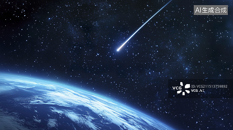 【AI数字艺术】小行星陨石撞击地球图片素材