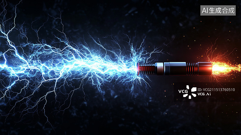 【AI数字艺术】电 电流 放电 电弧 正负极放电 电火花图片素材