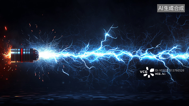 【AI数字艺术】电 电流 放电 电弧 正负极放电 电火花图片素材