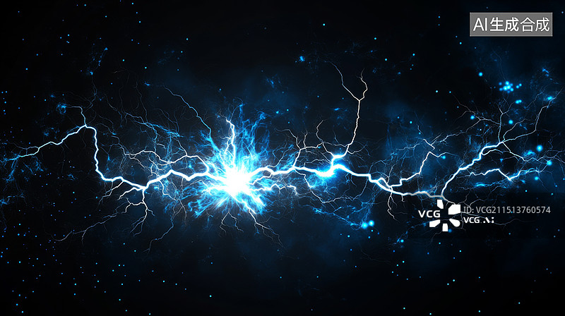 【AI数字艺术】电 电流 放电 电弧 正负极放电 电火花图片素材