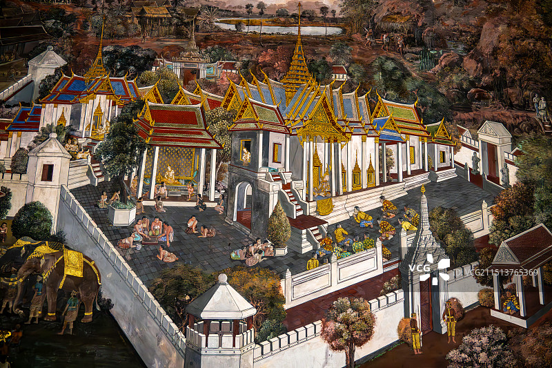 曼谷大皇宫壁画图片素材