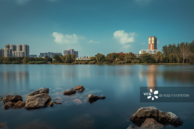 静静的泉河+安徽省阜阳市颍泉区泉河图片素材