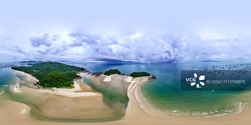 航拍广东阳江海陵岛马尾岛720全景图。图片素材